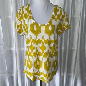 Loft Outlet Patterned Tee Sz L/ Yellow, White